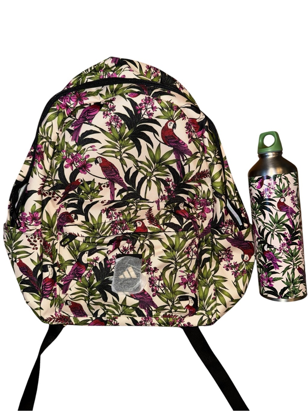 FARM Rio Adidas Parrot Print Backpack with Matching Water Bottle